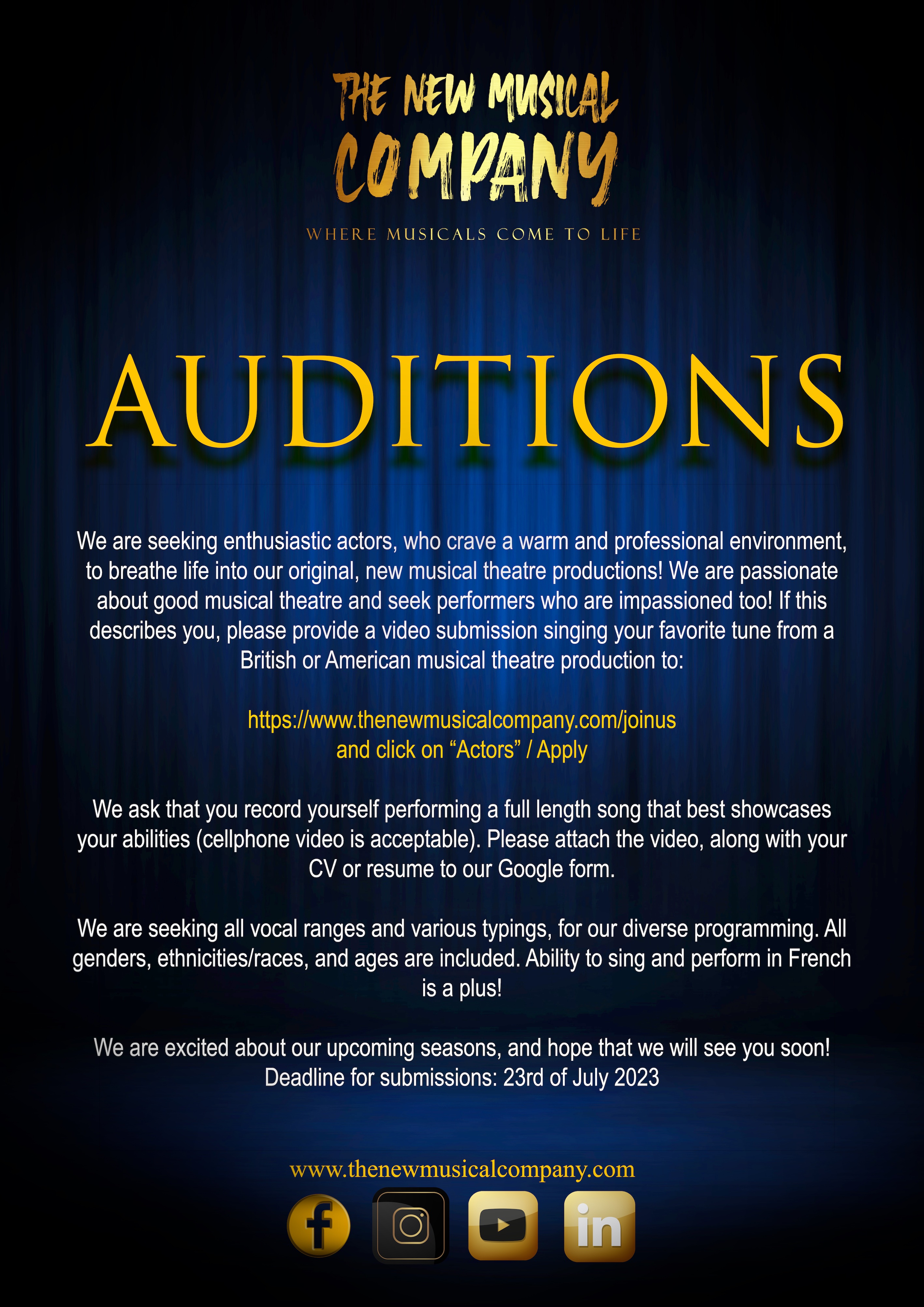 Auditions The New Musical Company | The Bulletin