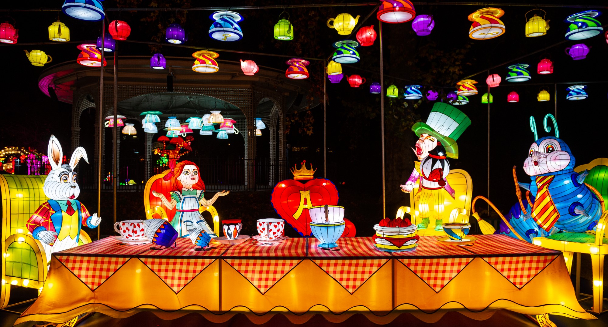 One of the installation at the Alice in Wonderland light festival