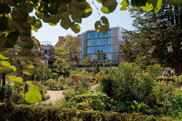 Het Rubenshuis, zicht vanuit de tuin op de achterzijde van de nieuwe toegang