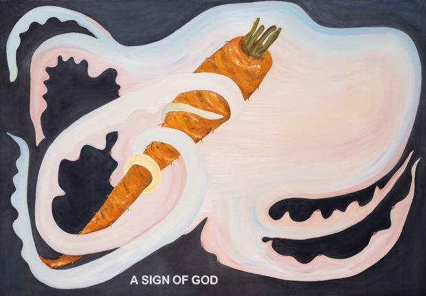 Nathalie Obadia, Laure Prouvost, The Octopus Body - A sign of God, 2022, Oil on canvas, 160 x 230 cm (63 x 90 9.16 in.) Courtesy of the artist and Galerie Nathalie Obadia