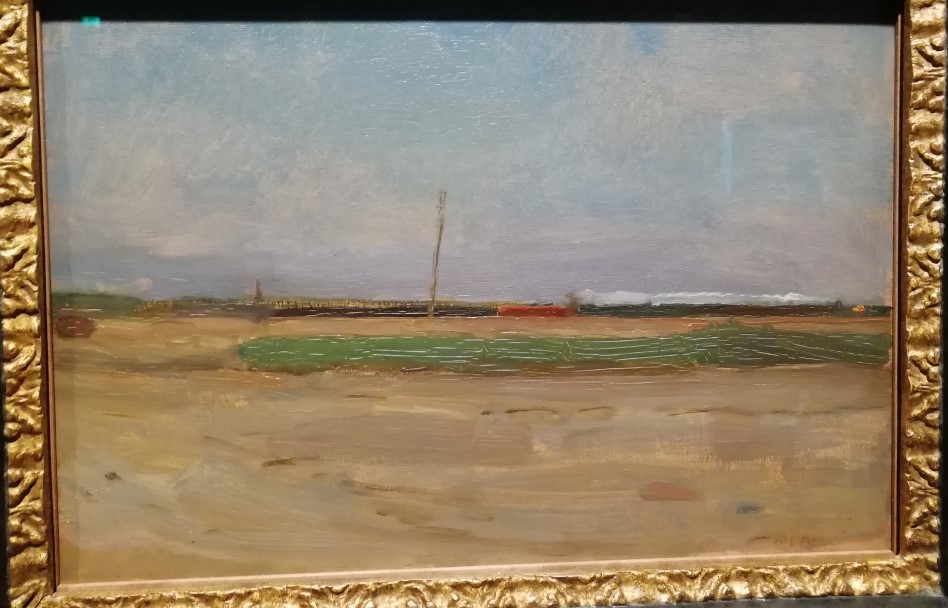 Piet Mondrain, Paysage de polder avec un train l l'horizon
