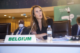 Belgian Foreign Minister Sophie Wilmes pictured during a joint African Union and European Union ministerial meeting in Kigali, Rwanda, Tuesday 26 October 2021. (BELGA PHOTO HATIM KAGHAT)