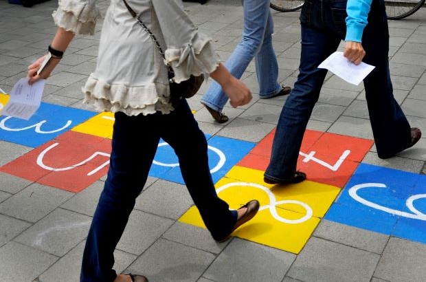 Voters leaving polls - Belgium elections 