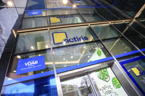 Illustration picture shows signs for the Actiris and VDAB offices on the outside of the Astro tower in Brussels. (BELGA PHOTO THIERRY ROGE)
