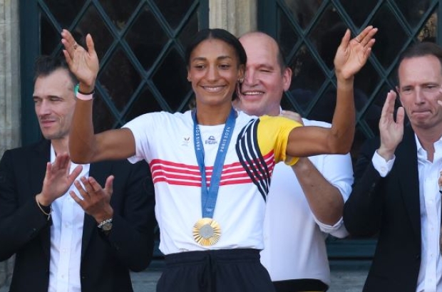 Nafi Thiam with other Belgian Olympic winners in Brussels