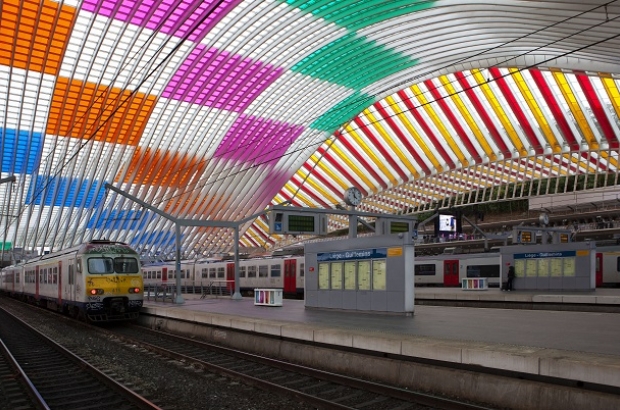 Daniel Buren art installation at Liège-Guillemins station