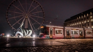 Stib Christmas tram in Brussels