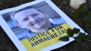 Illustration picture shows a protest for Ahmadreza Djalali, who received the death penalty for espionage in Iran without a fair trial, Tuesday 14 February 2017, at the Iranian embassy in Brussels. (BELGA PHOTO DIRK WAEM)