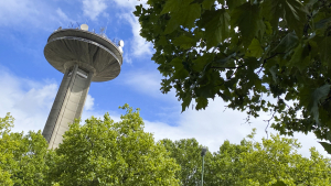 The transmission tower of Flemish public broadcasting company VRT and french-speaking public broadcasting company RTBF in Schaerbeek - Schaarbeek in Brussels region. (BELGA PHOTO THIERRY ROGE)