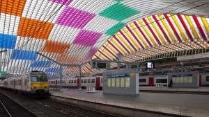 Daniel Buren art installation at Liège-Guillemins station