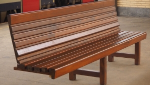 Wooden station benches
