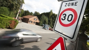 A car drives through a 30km/h zone in Belgium (BELGA IMAGE)