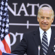 BRUSSELS, BELGIUM: Vice President of the United States Joseph Biden gives a press conference after his first meeting at the Nato headquarters in Brussels, Tuesday 10 March 2009. (BELGA PHOTO OLIVIER PAPEGNIES)