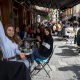 Illustration picture shows the outside terraces of bars and restaurants, Saturday 08 May 2021, in Brussels. Restaurants and bars remained closed for almost seven months due to the Covid-19 pandemic and can reopen their outside space for customers. (BELGA PHOTO HATIM KAGHAT)