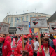 Illustration picture shows an action of the FGTB-ABVV socialist union against the wage standard law and for fair wages, Tuesday 13 July 2021 in Brussels. (BELGA PHOTO OPHELIE DELAROUZEE)