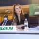 Belgian Foreign Minister Sophie Wilmes pictured during a joint African Union and European Union ministerial meeting in Kigali, Rwanda, Tuesday 26 October 2021. (BELGA PHOTO HATIM KAGHAT)